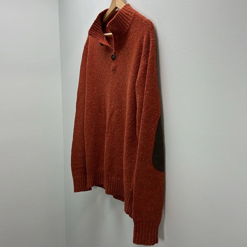 Patrick James Reserve Wool Sweater Suede Elbow Patches Knit Mens Medium Grandpa